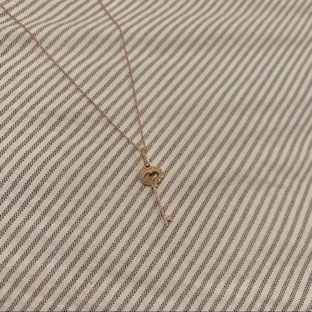 Diamond 10k Rose Gold key necklace